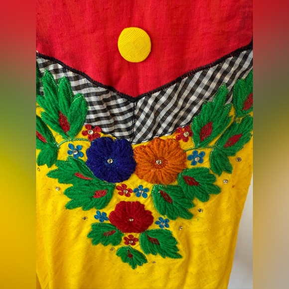 Vibrant Yellow Kurti with Hand Embroidered Floral Design - Picture 7 of 9